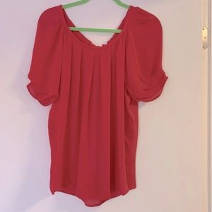 JOIE  Eleanor 100 % silk shirred short sleeve  blouse with bow tie in back